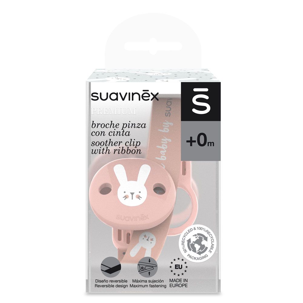 Suavinex - Anatomical Night Soother W/ Holder & Clip - Pink