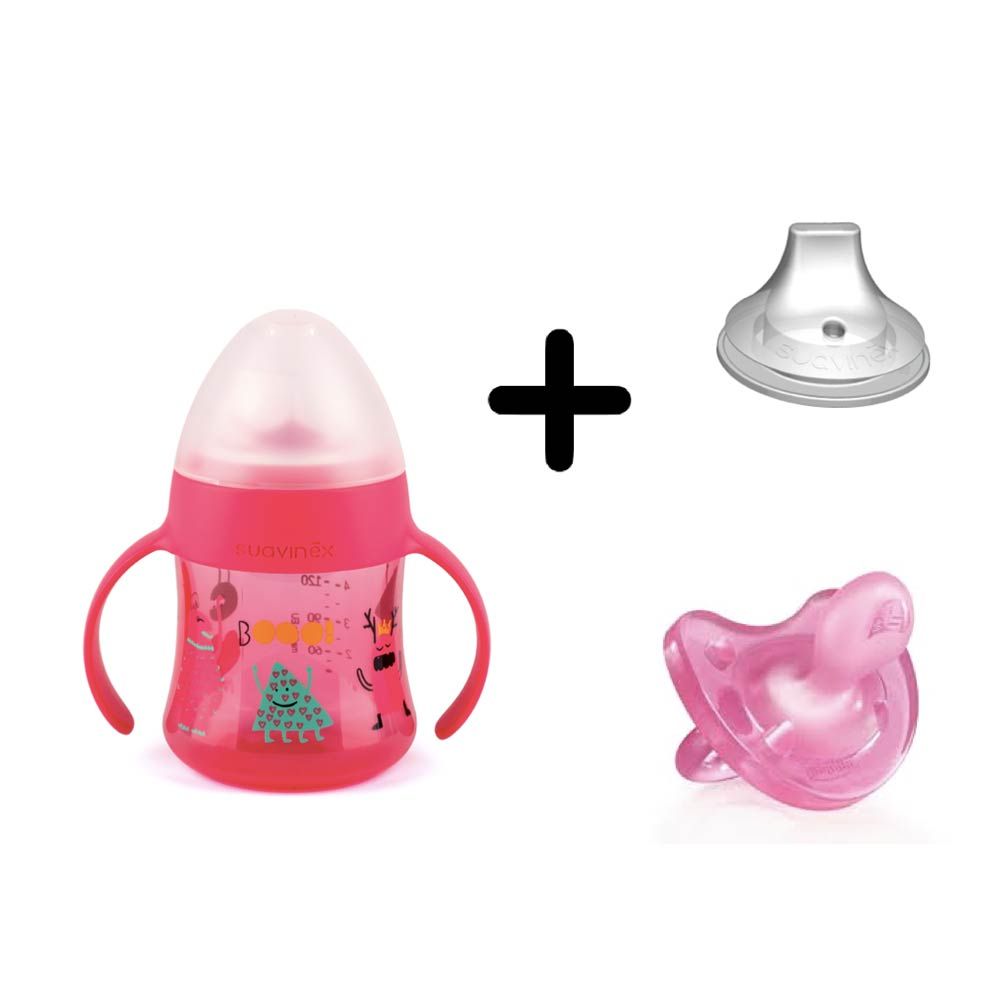 Suavinex - Bot Non Spill 150ml W/ Soother & Teat - Pink