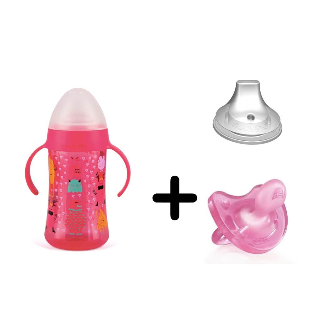 Suavinex - Bot Non Spill 270ml W/ Soother & Teat - Pink