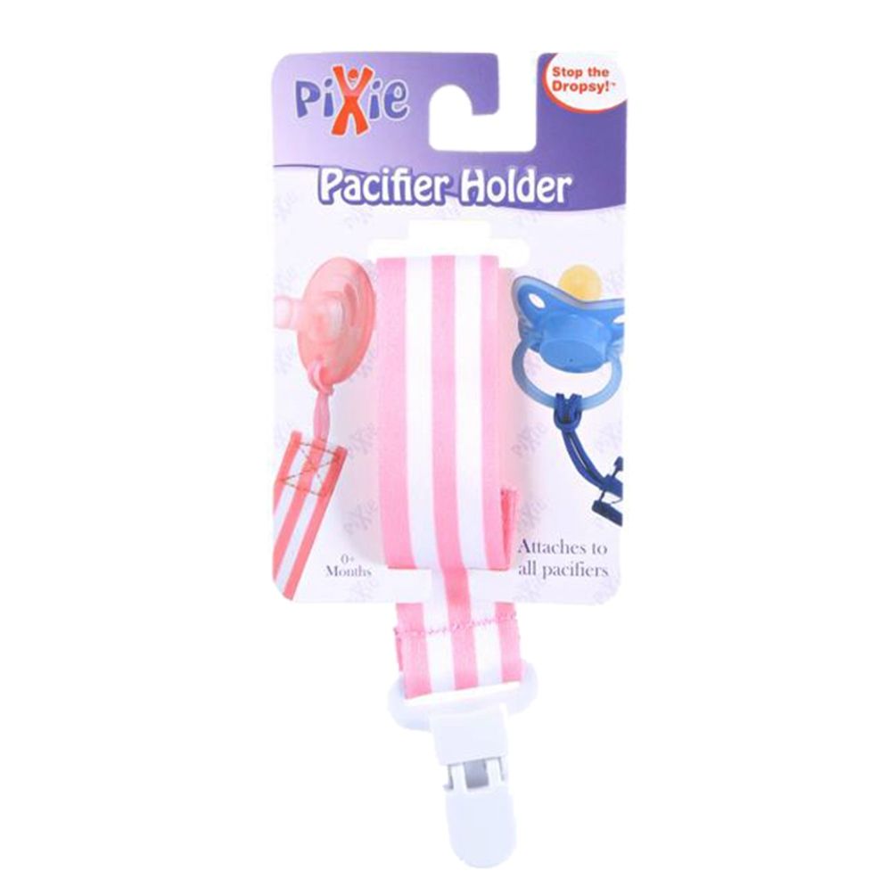 Pixie - Pacifier Holder Pink Stripe Print (Pack of 4)