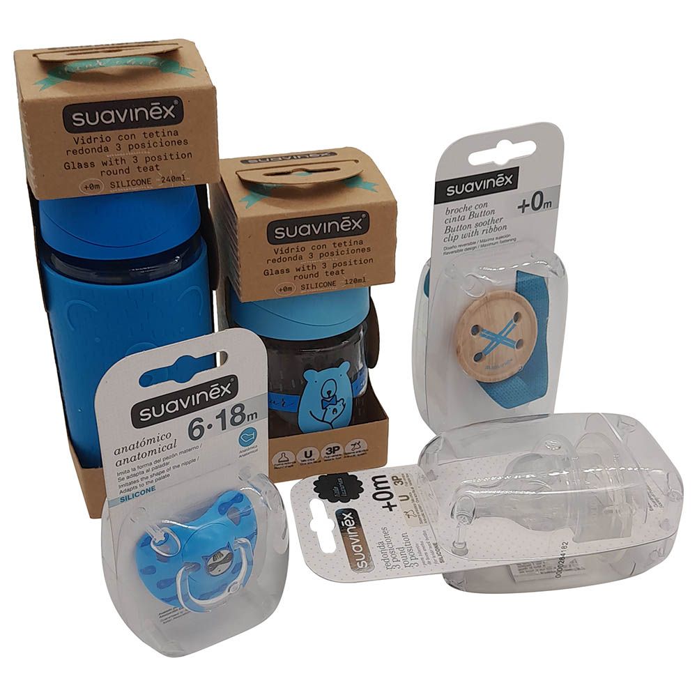 Suavinex - Glass Feeding Set for Boys