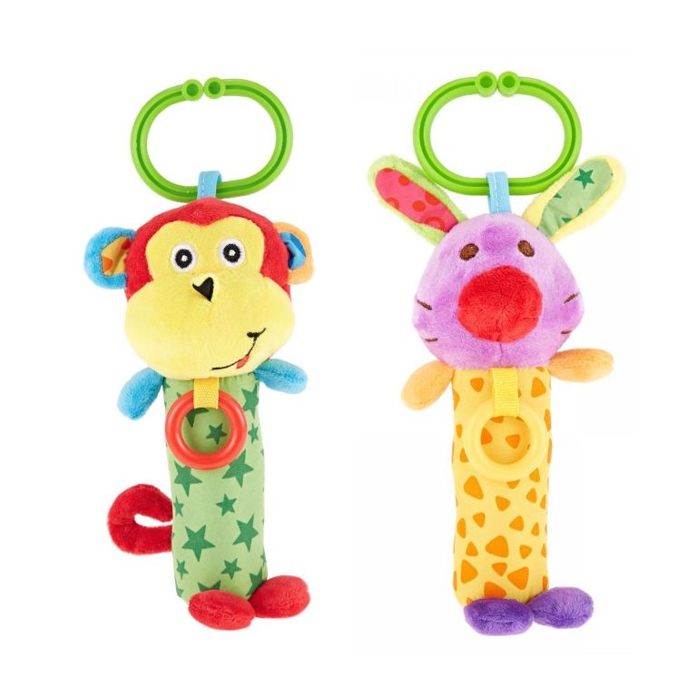 Pixie Monkey Rattle Toy  + Rabbit Rattle Toy