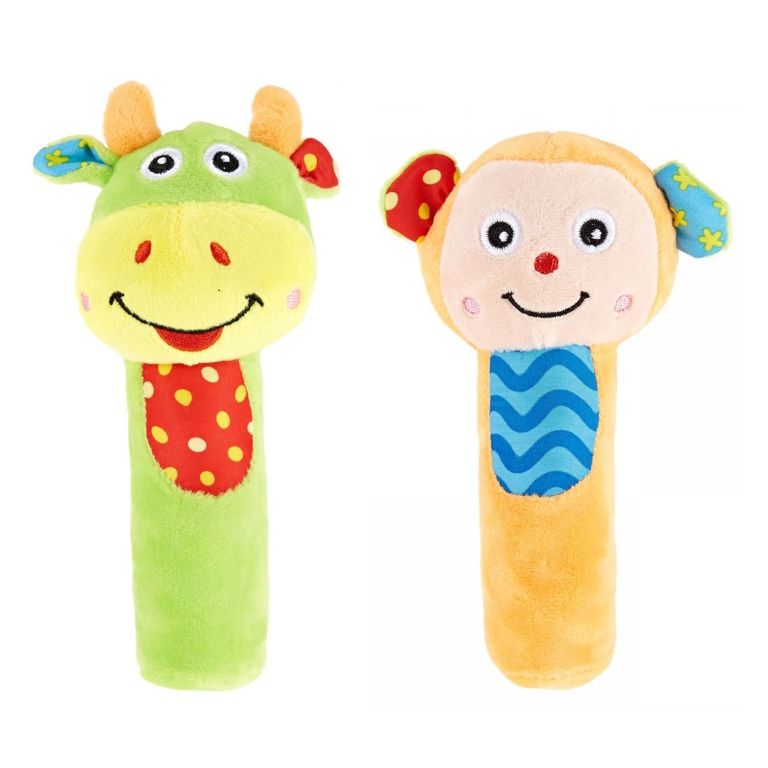 Pixie Baby Cattle Rattle Toy + Monkey Rattle Toy