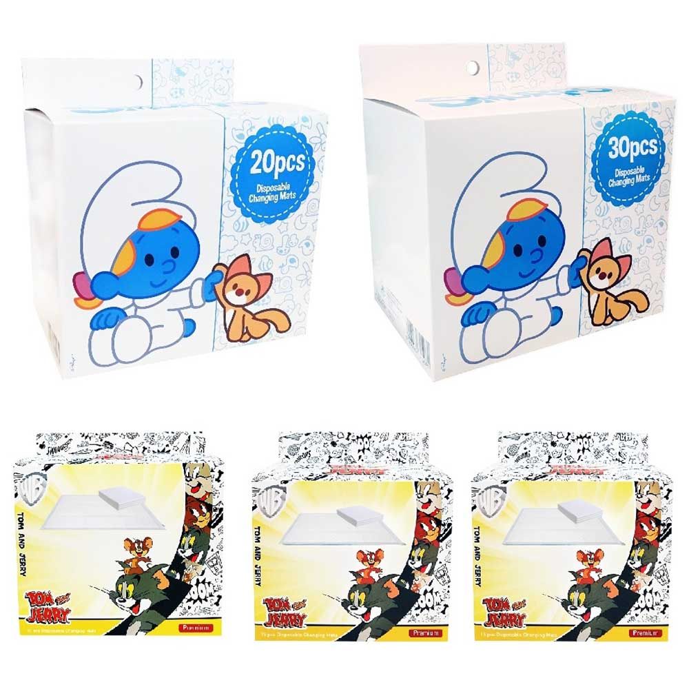 Mega Pack Smurfs and Tom & Jerry Disposable Changing Mats, 81pcs. - Combo Pack