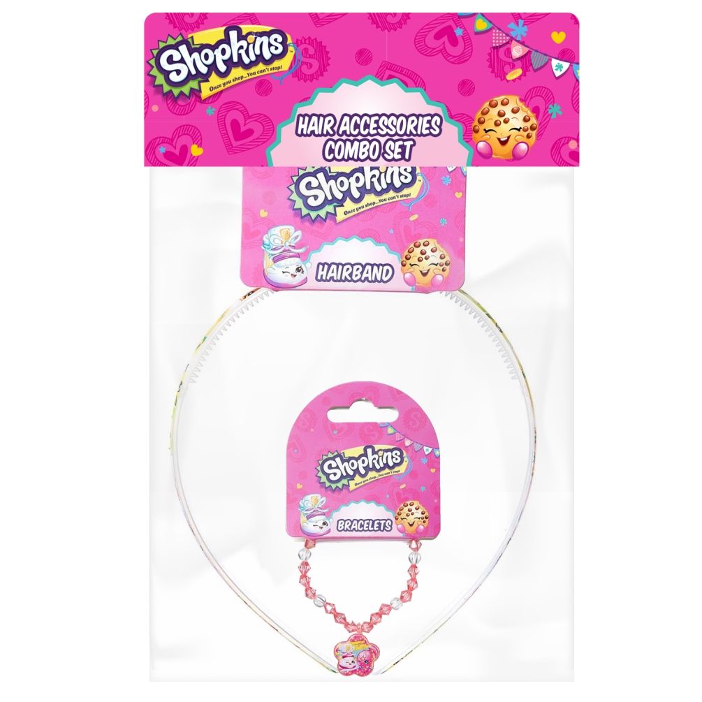 Shopkins - Bracelets Pink & Hair Band  Multicolor Combo