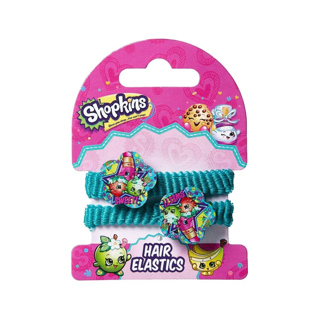 Shopkins - Hair Clip Green & Pony Band Pink Rainbow Combo