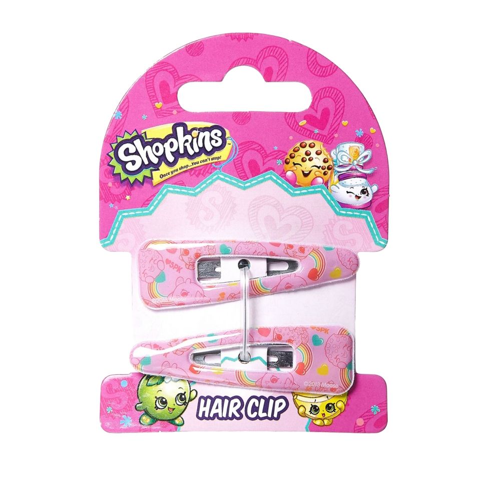 Shopkins - Hair Clip Green & Pony Band Pink Rainbow Combo