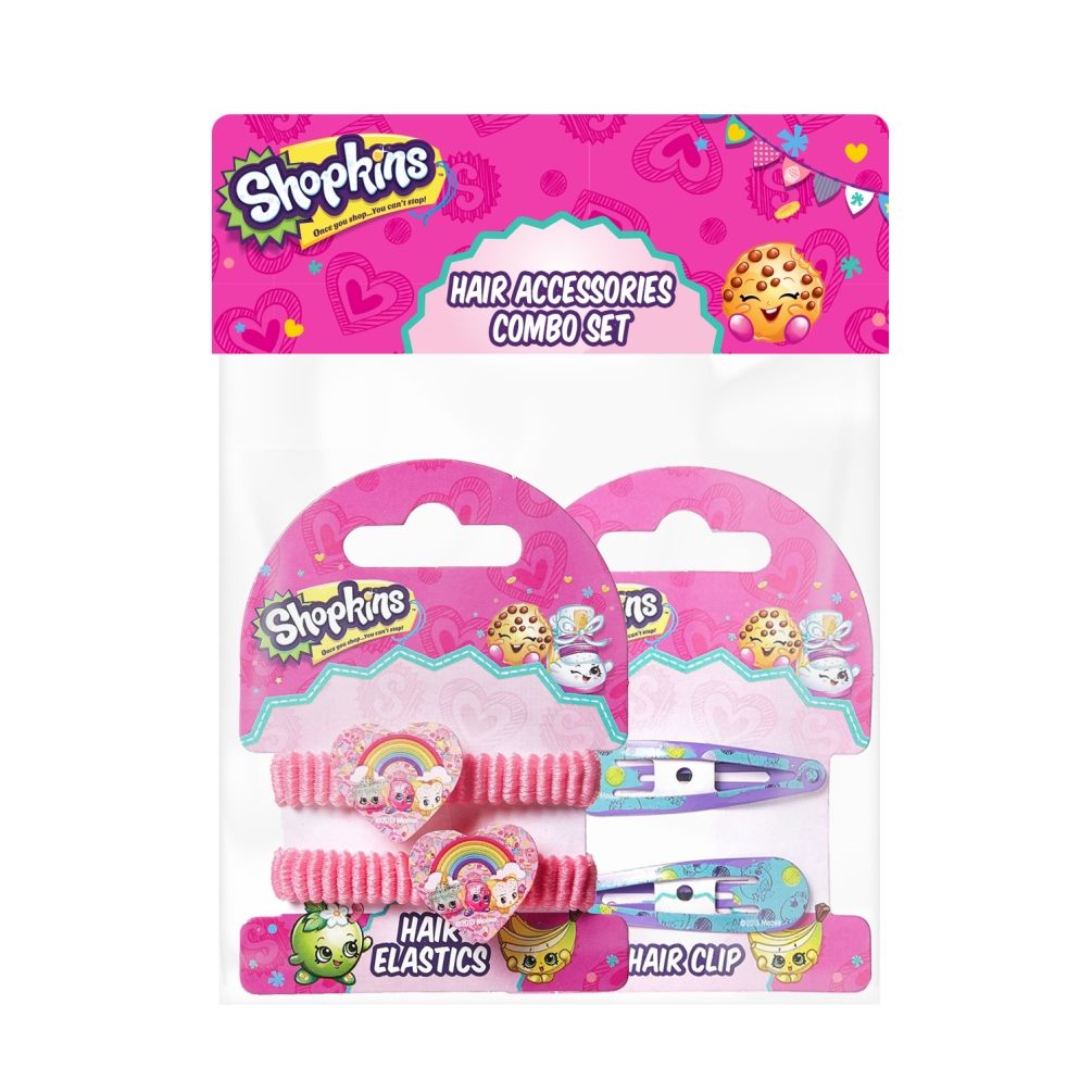 Shopkins - Hair Clip Pink & Pony Band Green Combo