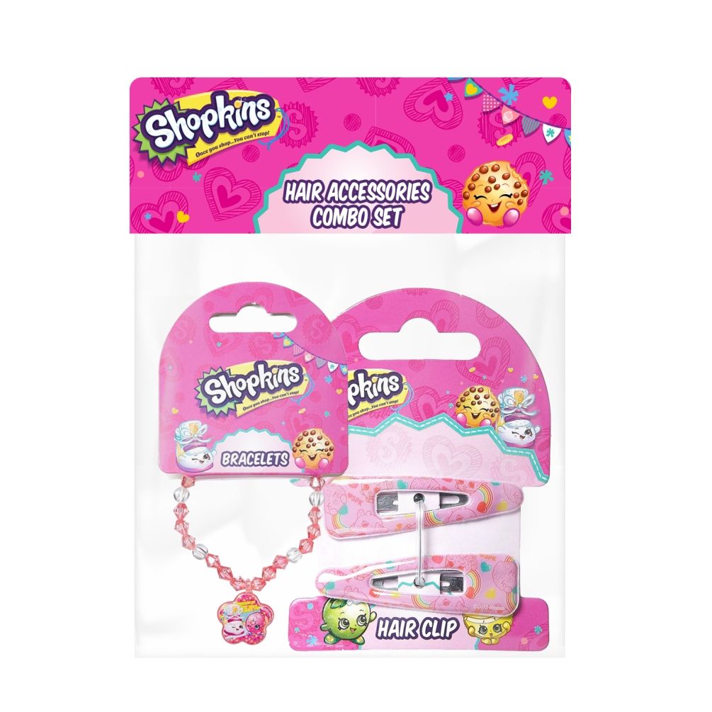 Shopkins - Bracelets Pink & Hair Clips  PinkCombo