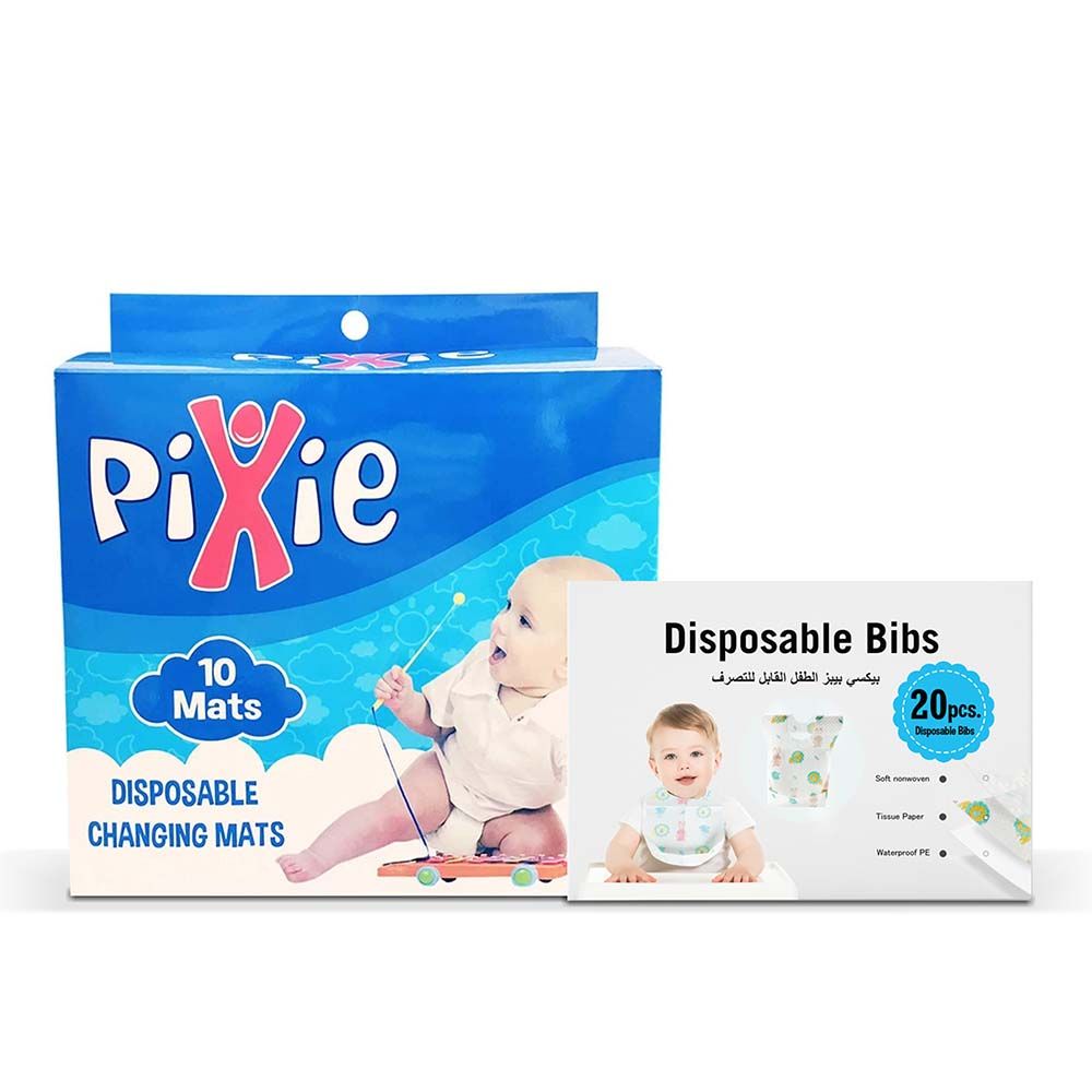 Pixie - Bibs + Changing Mats - Baby Disposable Combo