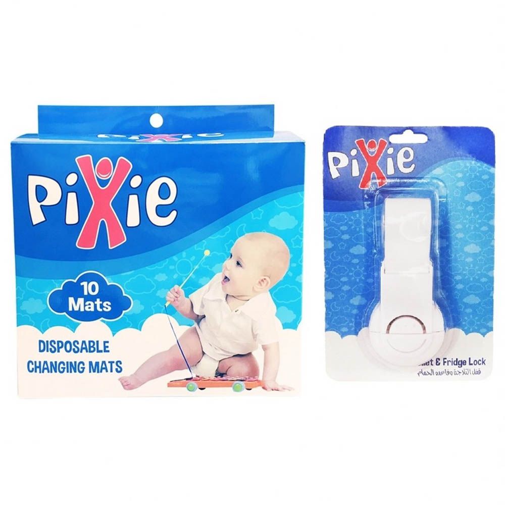 Pixie - Changing Mats + Toilet & Fridge Lock - Baby Disposable Combo