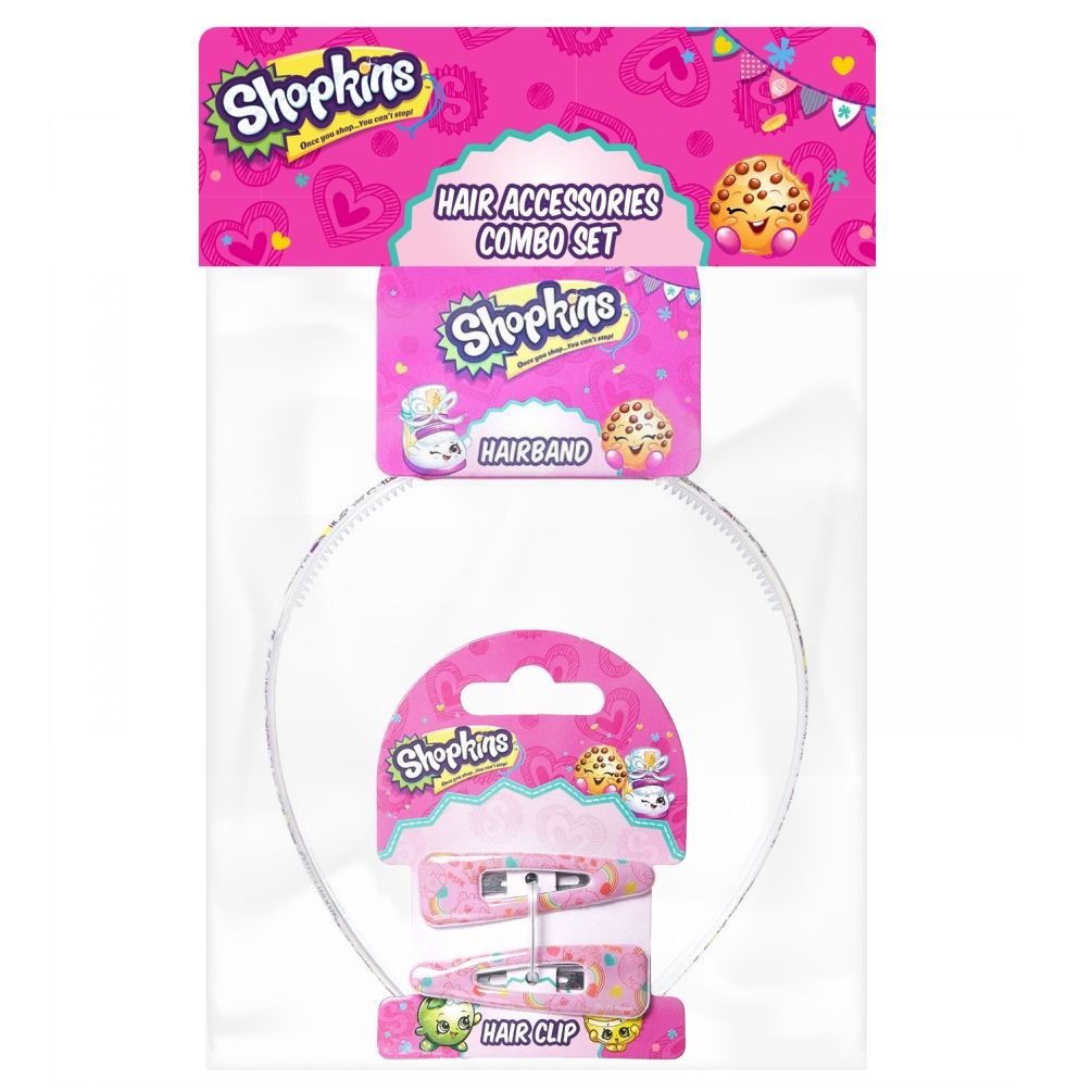 Shopkins - Hair Band White & Hair Clips Pink Combo