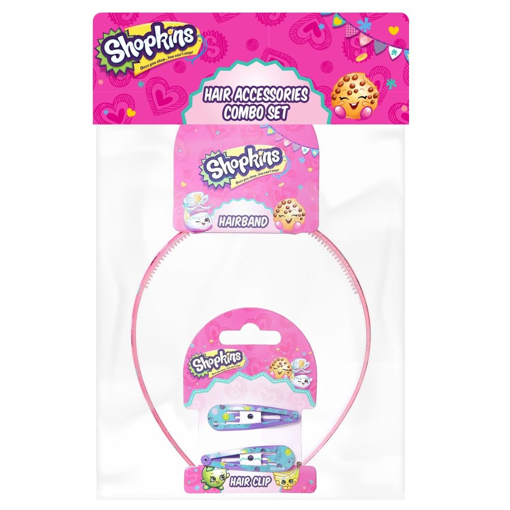 Shopkins - Hair Band Pink & Hair Clips Green Combo