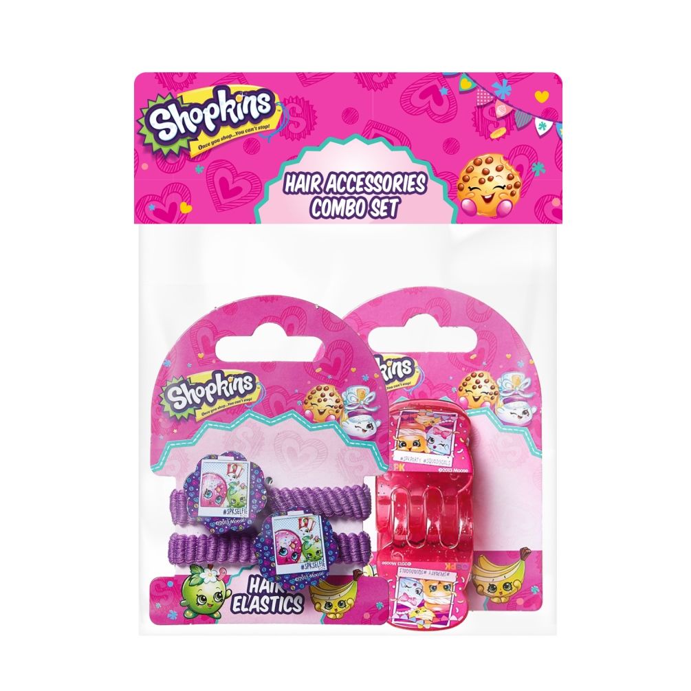 Shopkins - Hair Claws Pink & Pony Band Lavender Combo