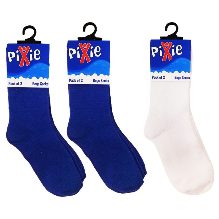 Pixie - Bamboo Cotton Blue Socks - Buy 2 Get 1 Free (White Socks) 5-8 Years