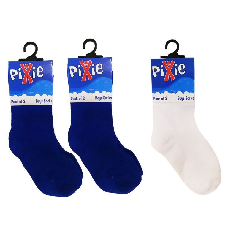 Pixie - Bamboo Cotton Blue/White Socks, 2-4 Years (Bundle of 6)