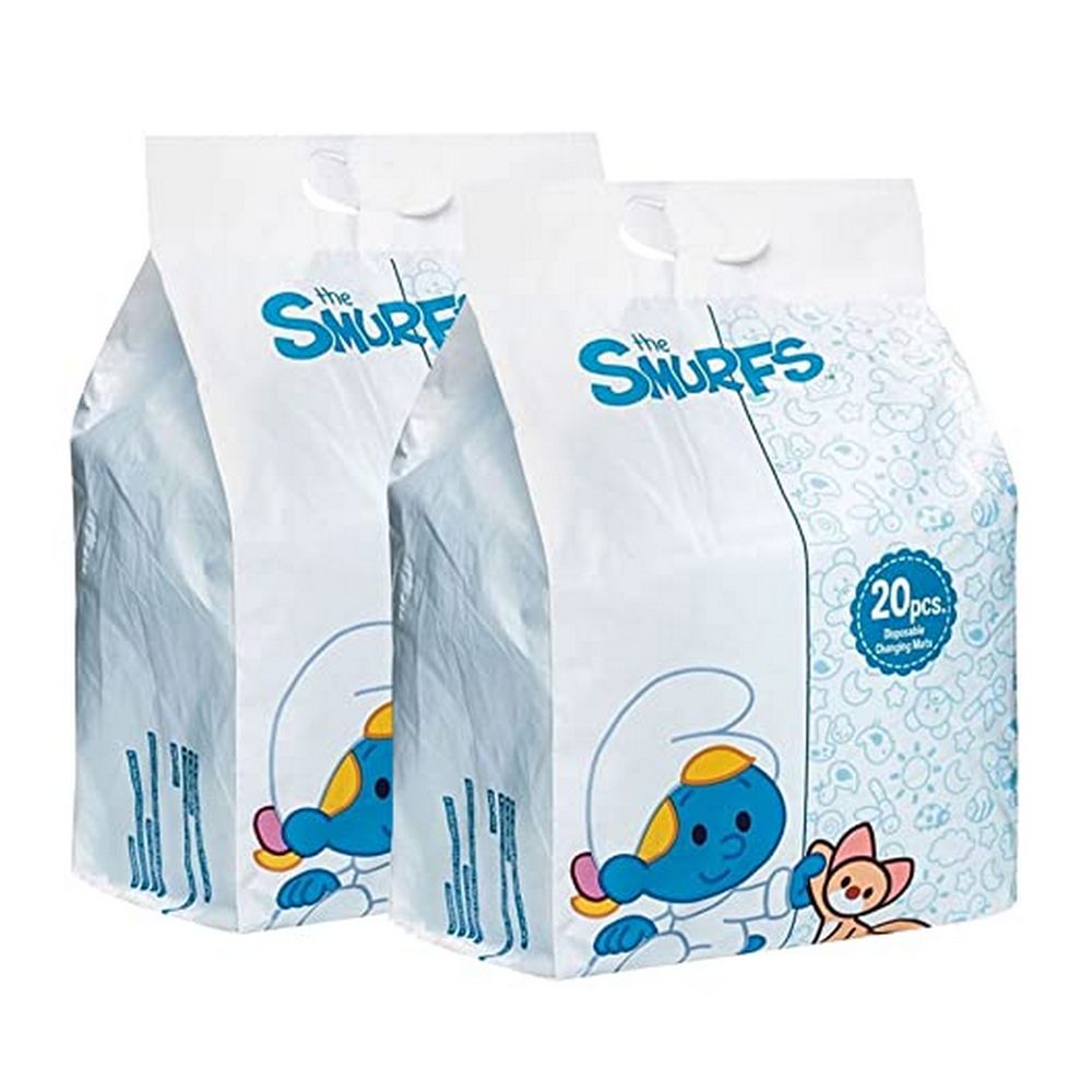 Smurf - Disposable Changing Mats, Polybag 20pcs. (Bundle of 2)