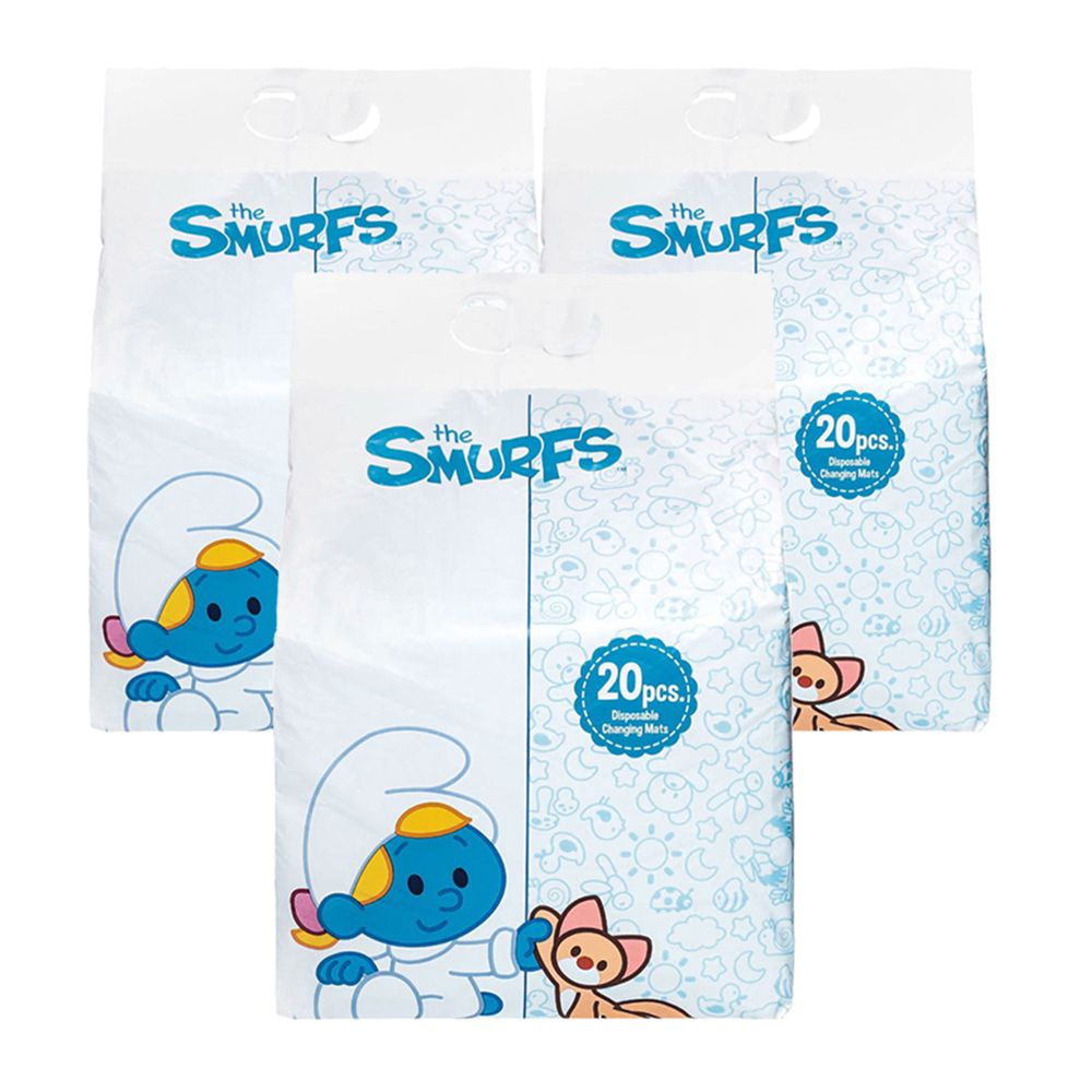 Smurf - Disposable Changing Mats, Polybag 20pcs. (Bundle of 3)