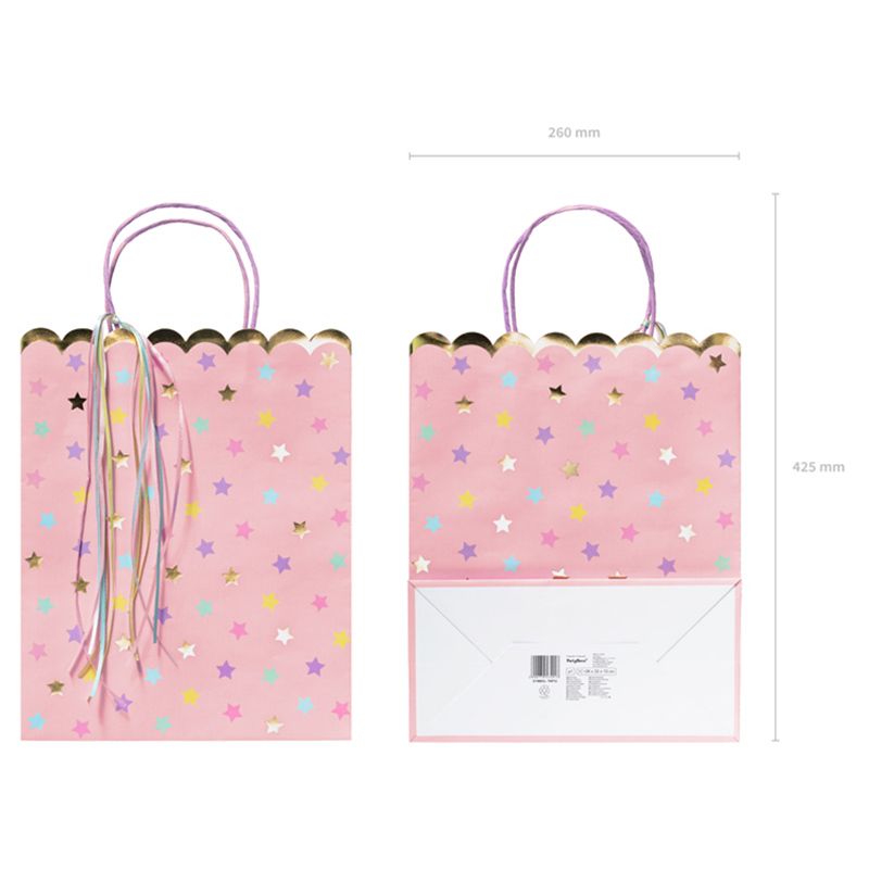 Party Deco - Gift Bag With Stars - Pink