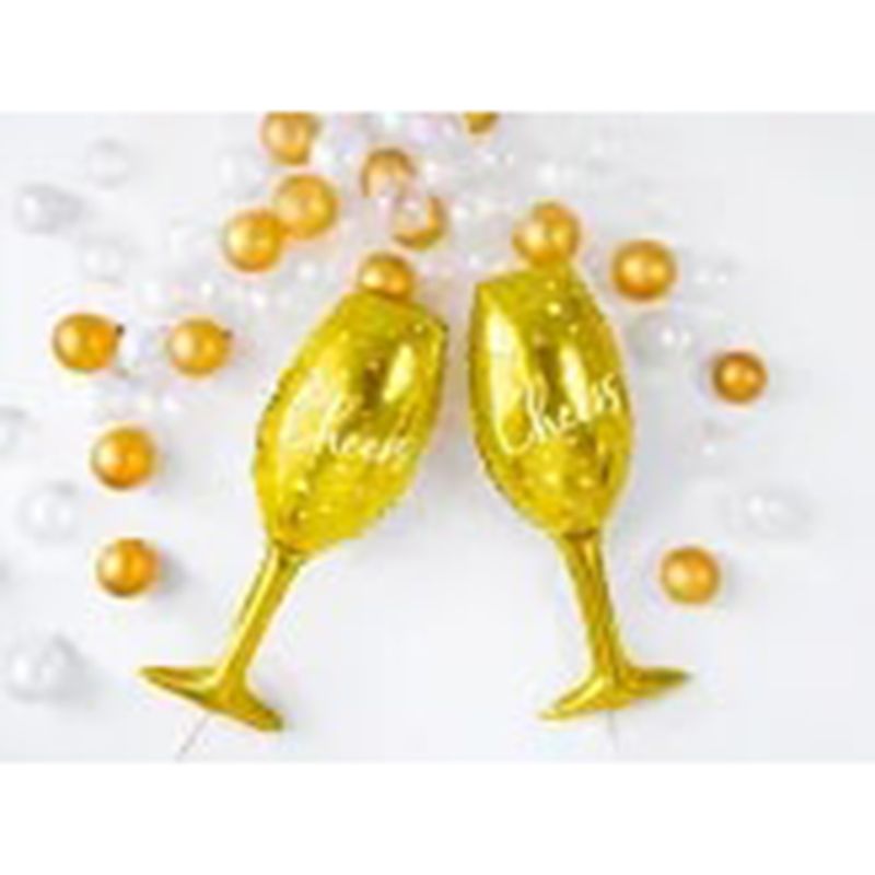 Party Deco - Glass Shaped Foil Balloon - Gold