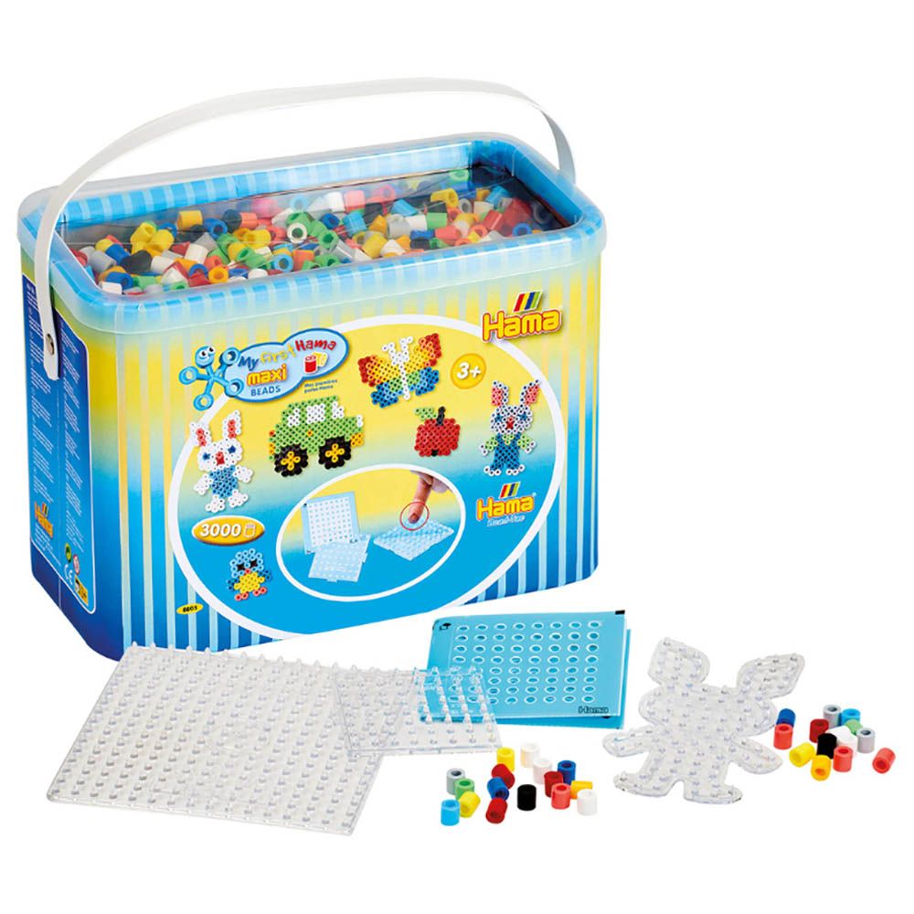 Hama - Maxi Beads & Pegboards In Bucket 3000pcs