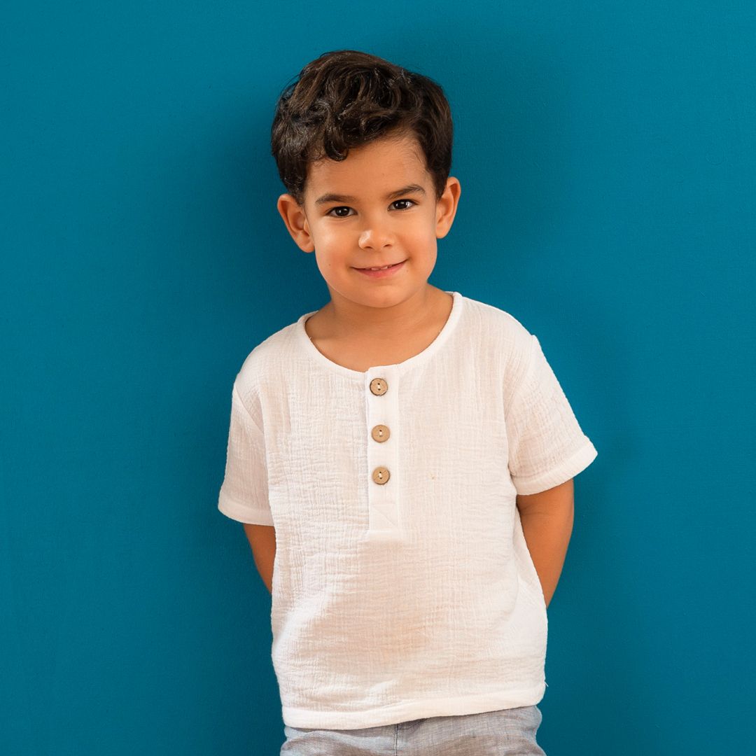 Minimou Kids - Boy Cotton T-shirt - White