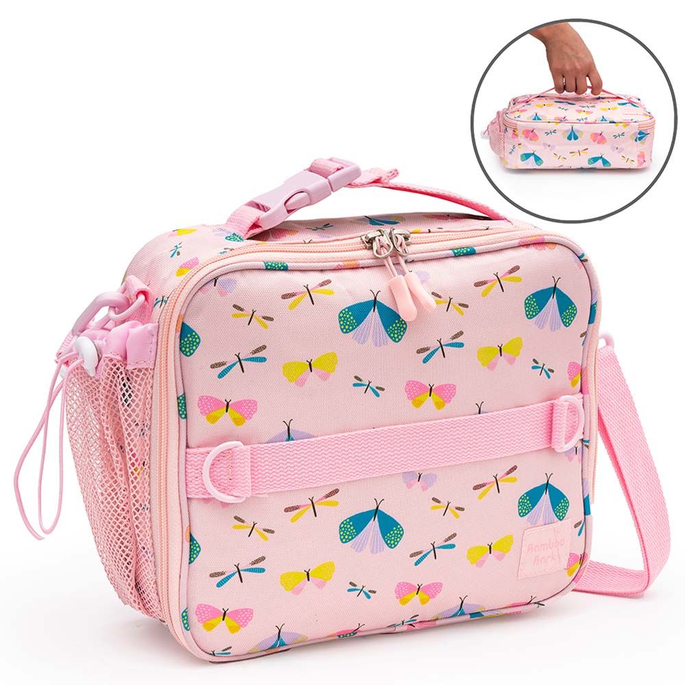 Bamboo Bark - Butterfly Print Insulated Lunch Bag w/ 3 Carrying Options