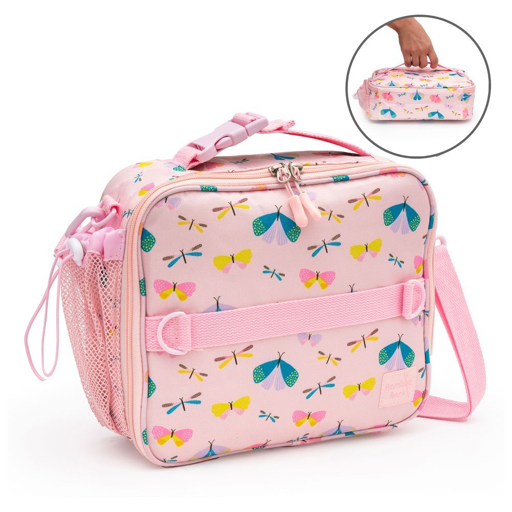 Bamboo Bark - Butterfly Print Insulated Lunch Bag w/ 3 Carrying Options