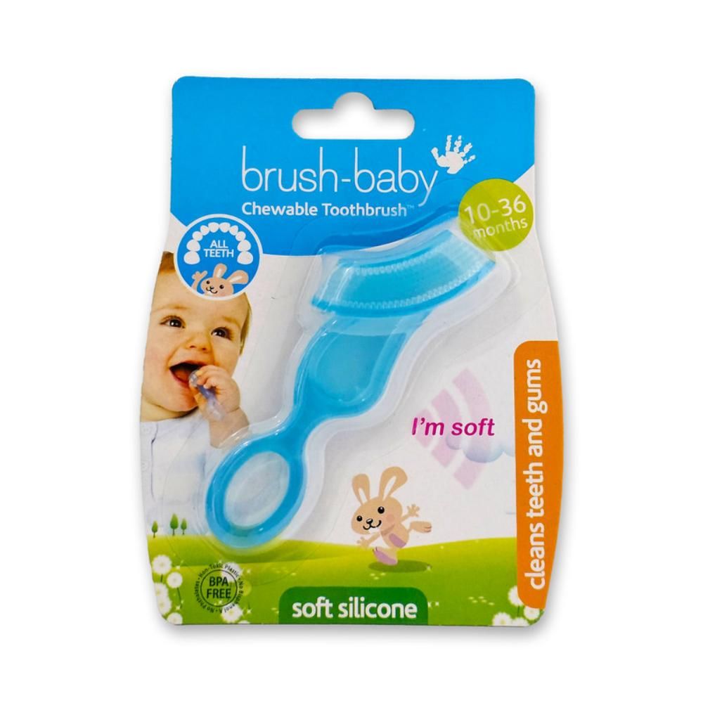 Brush Baby - Soft Teether Brush For Babies And Toddlers - Blue