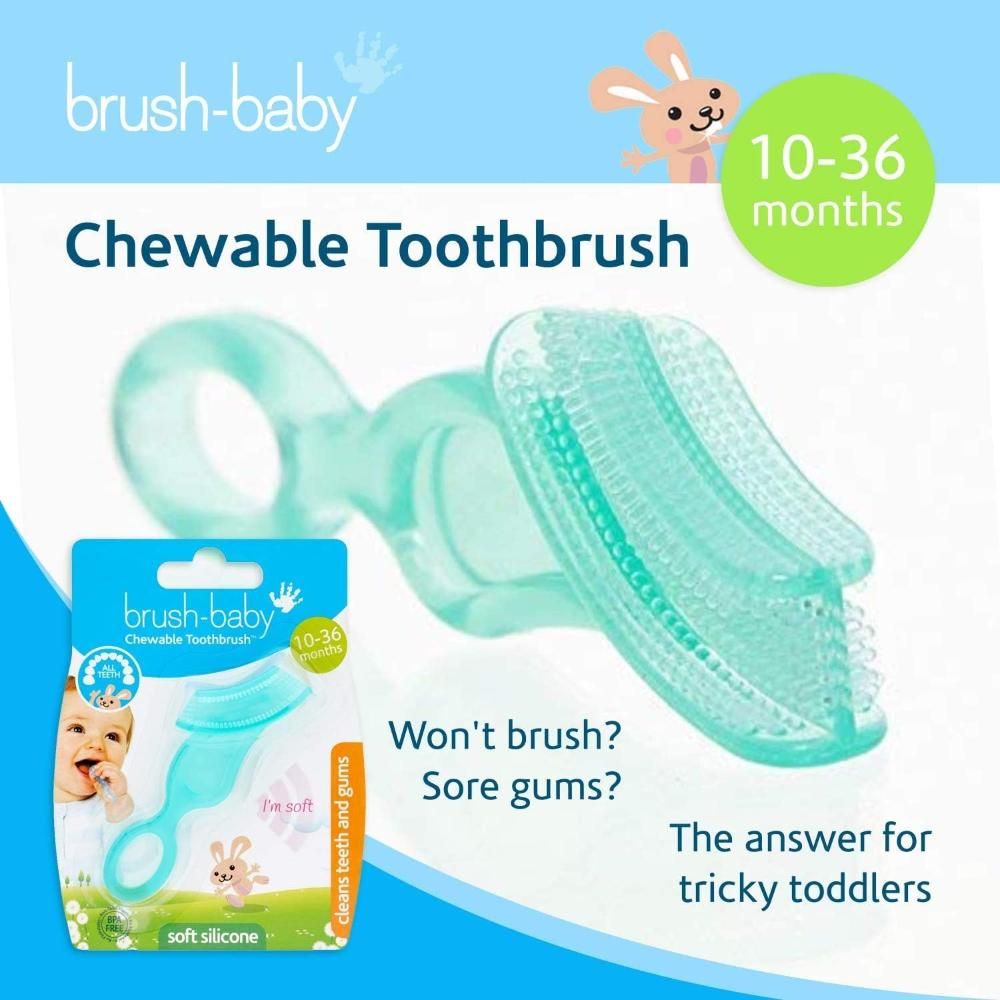 Brush Baby - Soft Teether Brush For Babies And Toddlers - Blue