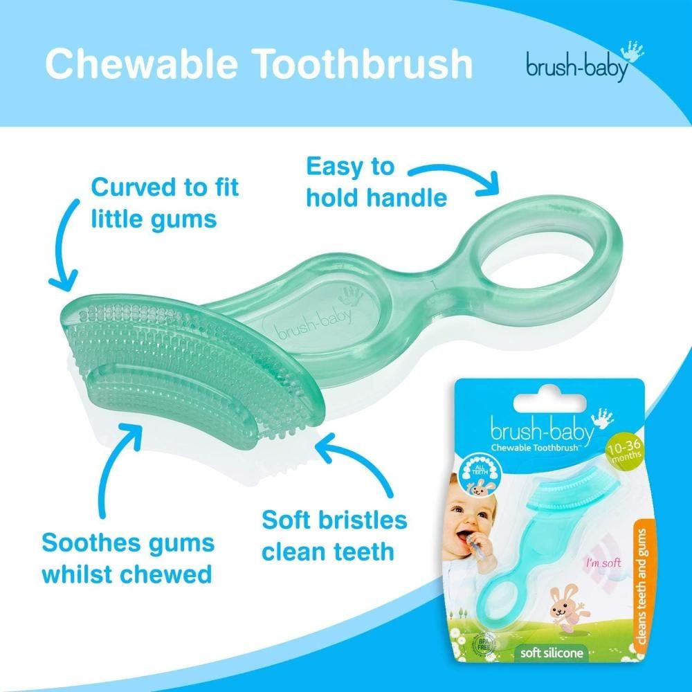 Brush Baby - Soft Teether Brush For Babies And Toddlers - Blue