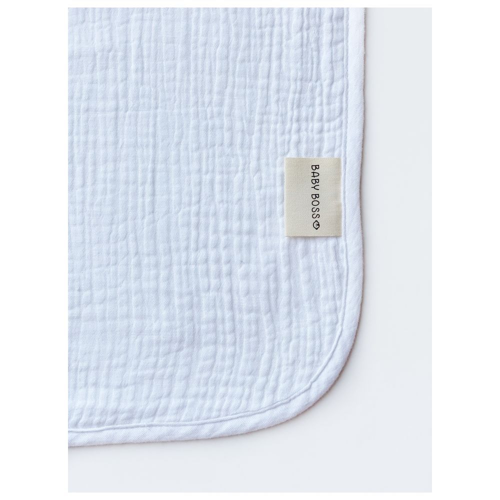 Baby Boss - Organic Muslin Cotton Baby Hooded Towel - White