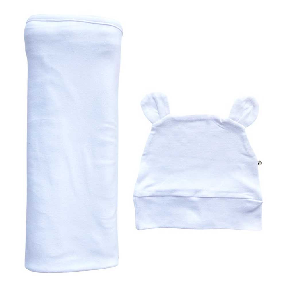 Baby Boss - Organic Bamboo Swaddle & Beanie Set - White