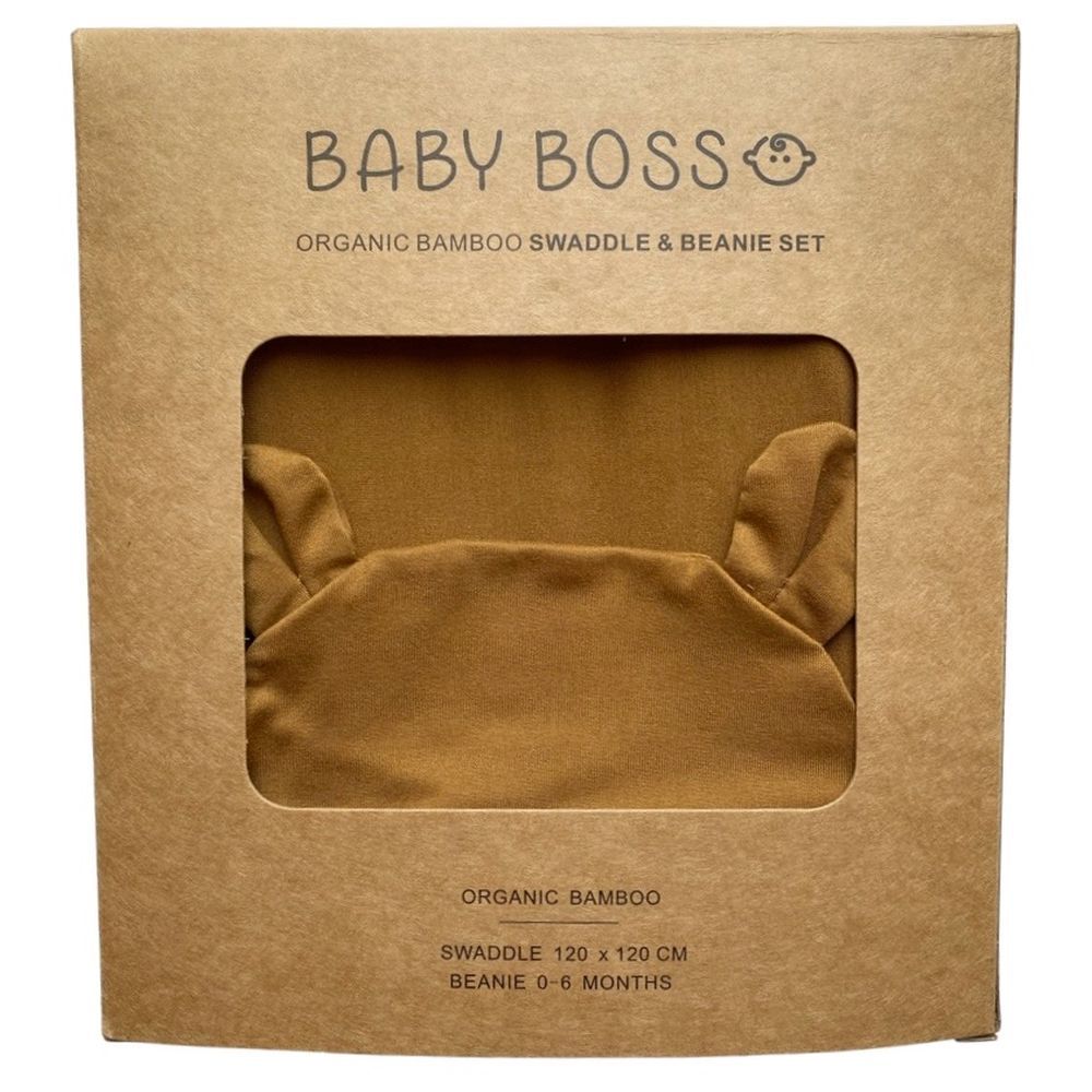 Baby Boss - Organic Bamboo Swaddle & Beanie Set - Brown