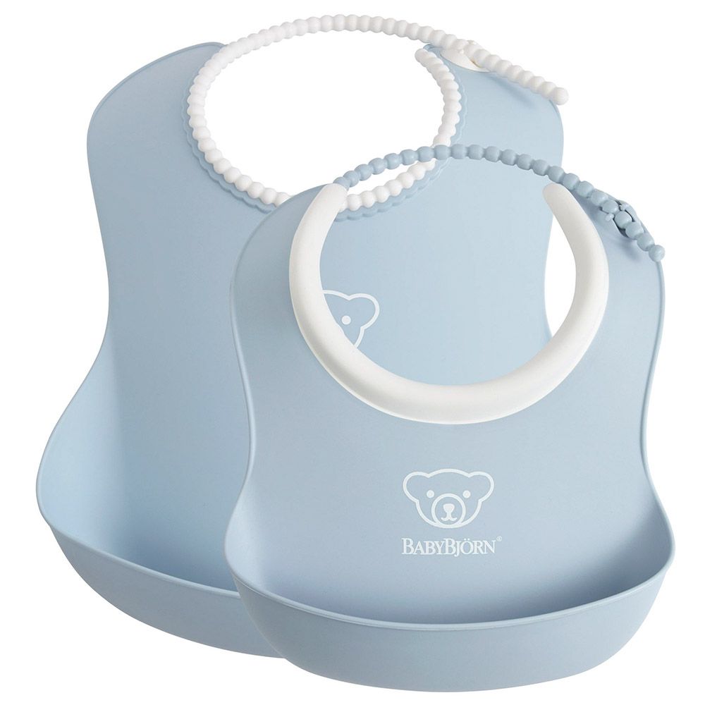 BABYBJORN - 2pcs Set Feeding Bib Set - Powder Blue