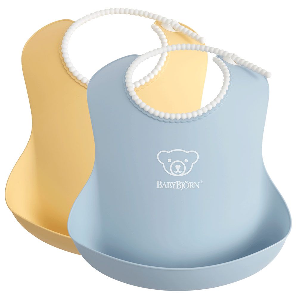 BABYBJORN - Baby Bib - Pack of 2 - Powder Yellow / Powder Blue