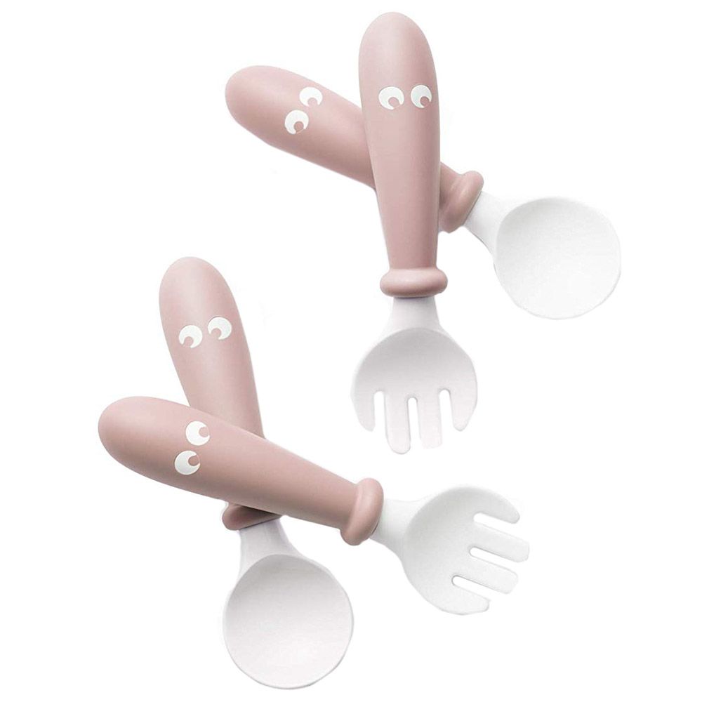 BABYBJORN - 4pcs Set Baby Spoon and Fork Powder Pink