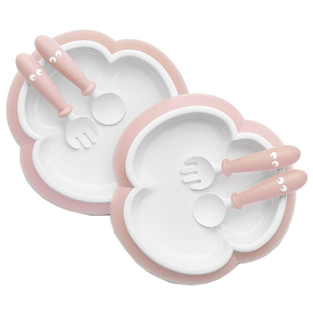 BABYBJORN - 2pcs Set Baby Plate, Spoon, Fork - Powder Pink