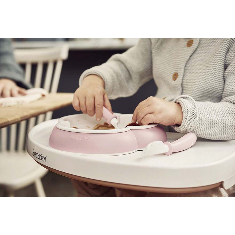 BABYBJORN - 2pcs Set Baby Plate, Spoon, Fork - Powder Pink