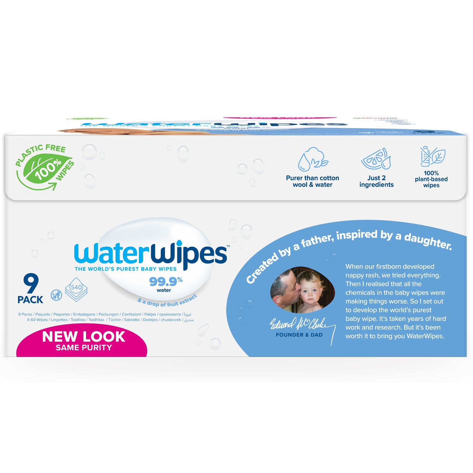 Waterwipes - Original Plastic Free Wet Wipes - 540pcs