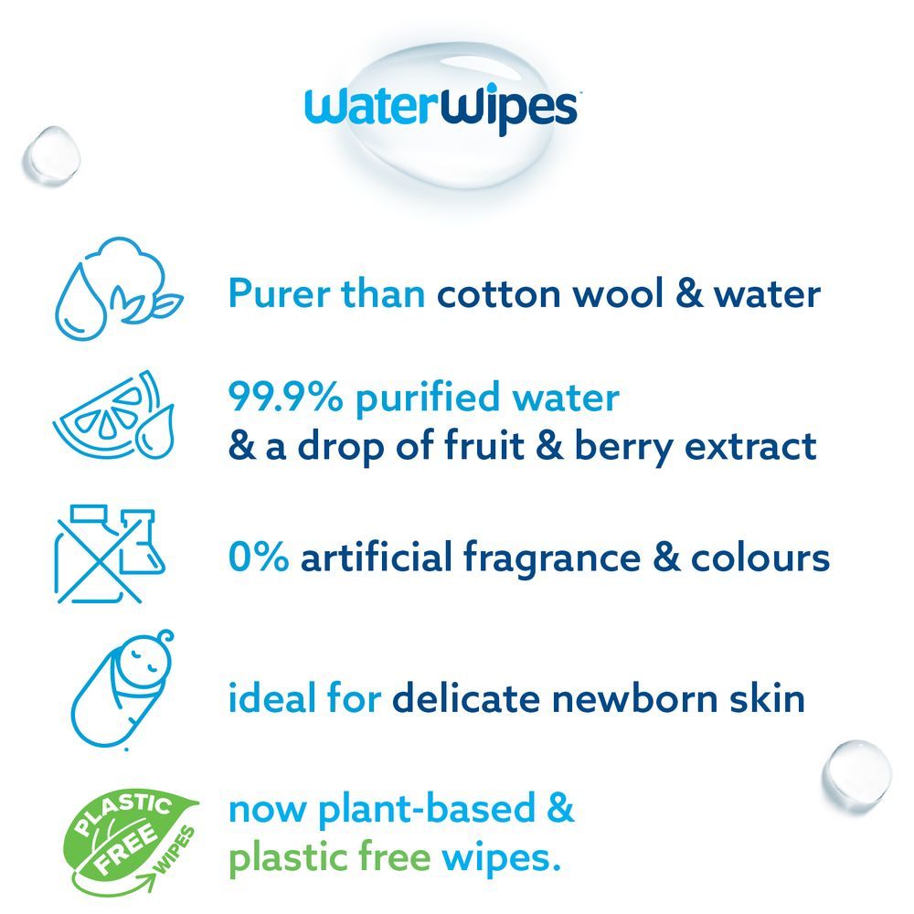 Waterwipes - Plastic Free Baby & Toddler Wet Wipes - 60pcs