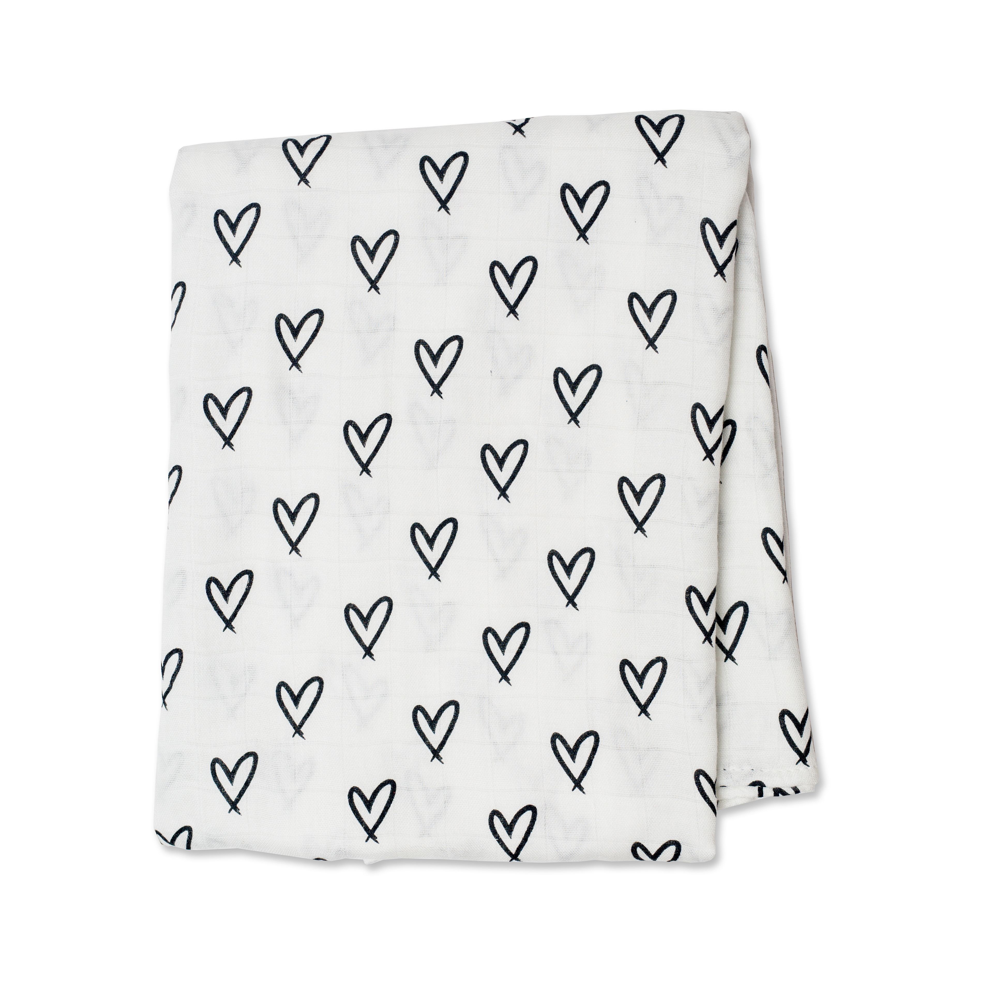 Lulujo - Bamboo Swaddle Blanket - Messy Hearts