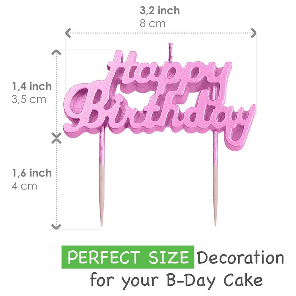 Highland - Happy Birthday Candle Cake Topper - Pink