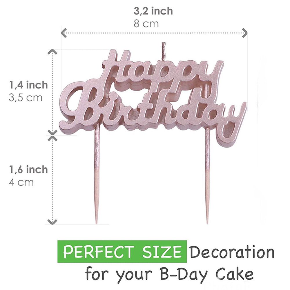 Highland - Happy Birthday Candle Cake Topper - Rose Gold