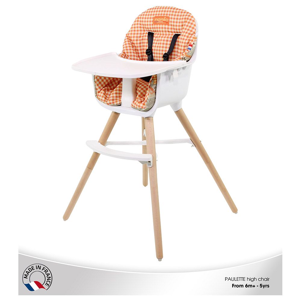 NANIA - Paulette 2In1 Highchair W/ Reversible Cushion - Orange