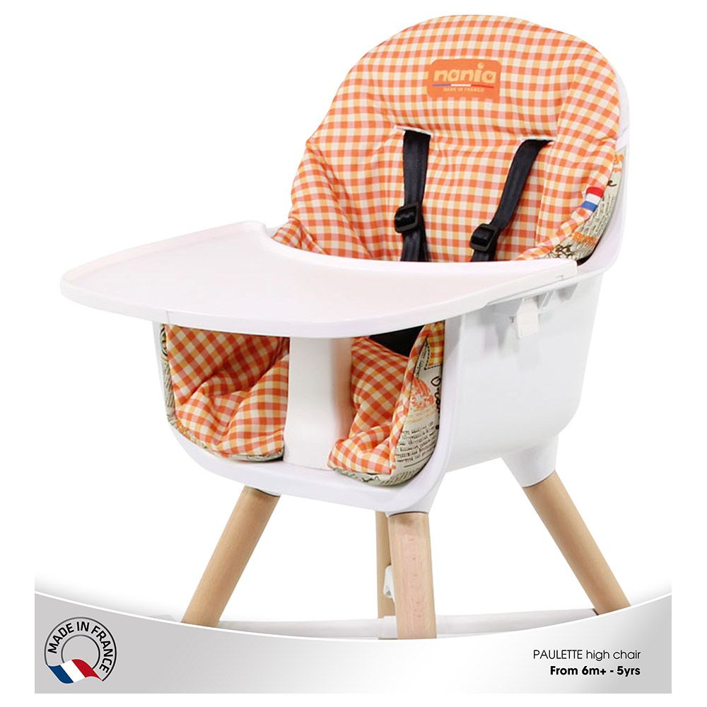 NANIA - Paulette 2In1 Highchair W/ Reversible Cushion - Orange