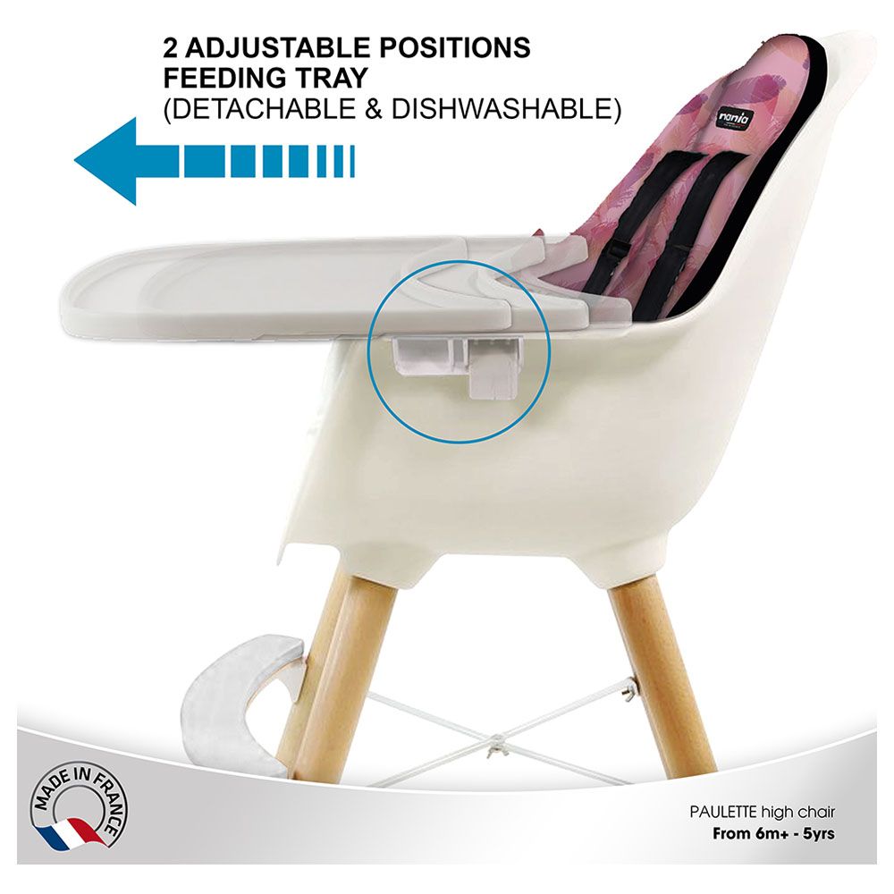 NANIA - Paulette 2In1 Highchair W/ Reversible Cushion - Flamingo