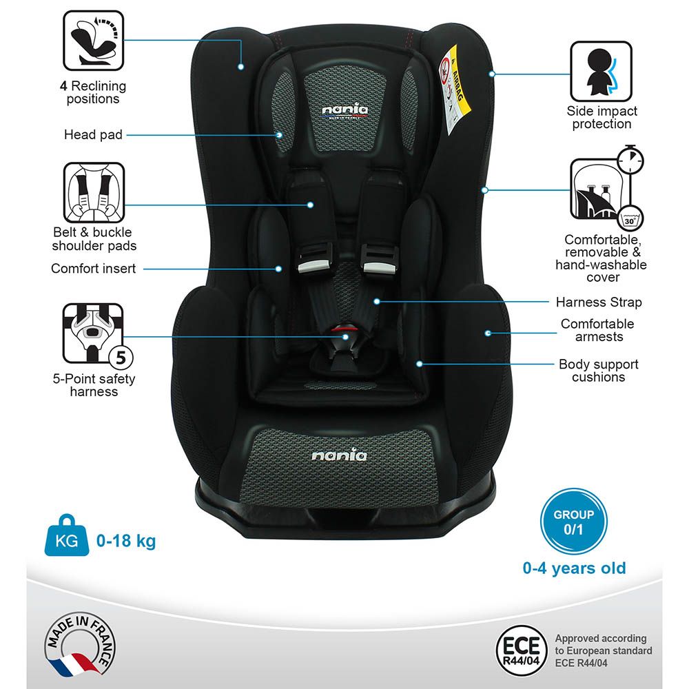 NANIA - Cosmo Reclineable Infant Carseat - Upto 18Kg Grafik