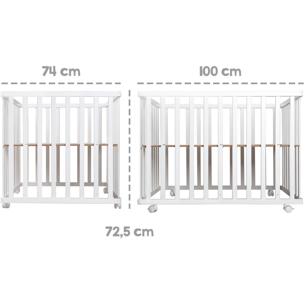 Roba - Height Adjustable Wooden Folding Playpen 74x100cm - White