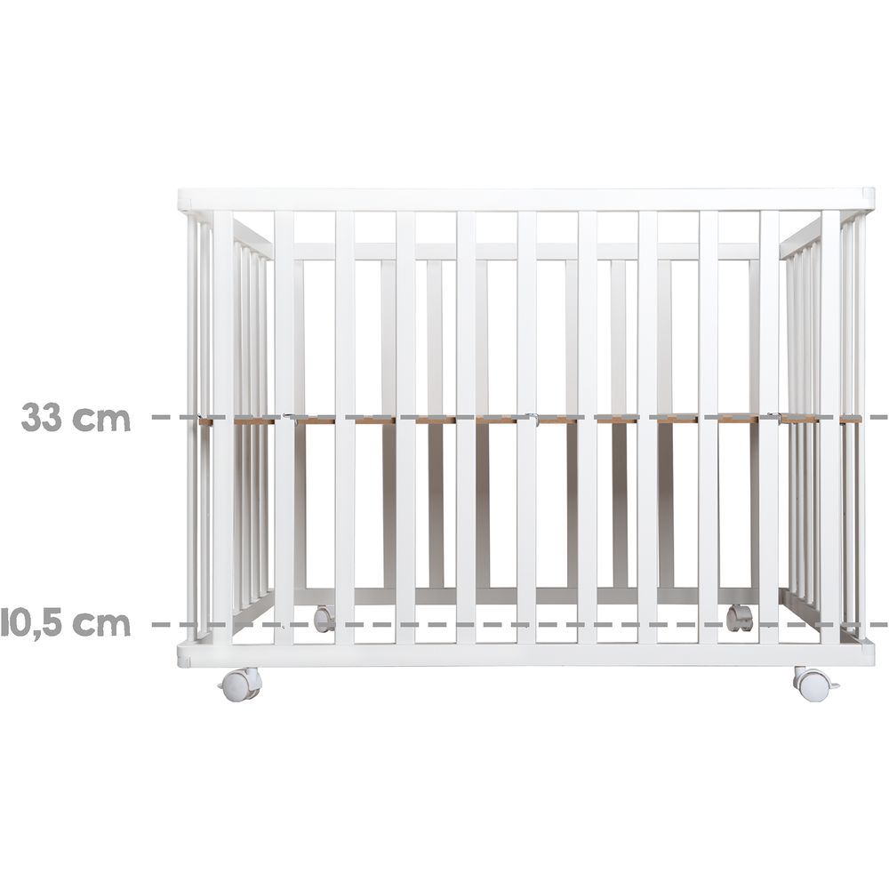 Roba - Height Adjustable Wooden Folding Playpen 74x100cm - White